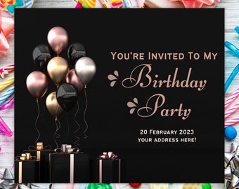 Instant Downloadable Birthday Party Invitation Template - Unique Digital Party Invitation Card - Editable Birthday Celebration Invitation