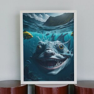 Oceanic Anomaly Midjourney AI Generated Wall Art Canvas Prints High Quality Home wall Modern Art Decor Art Printable Shark canvas wall art