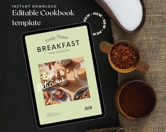 Editable Cookbook Template – Canva Recipe Ebook, Printable Gift (Digital Download)