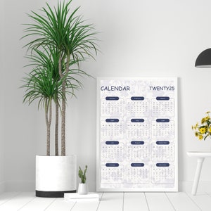 Digital Downloadable Desktop Good Notes Annual Calendar - Minimalist Yearly Wall 2023 Calendar Template - Printable Yearly Calendar For Home
