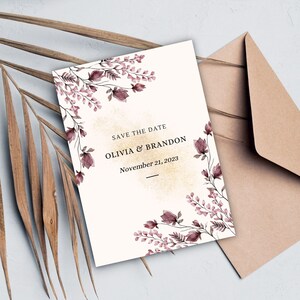 Instant Downloadable Save The Dates Card Template - Printable Boho Save Our Date Digital Card File - Customizable Fall Save The Dates Card