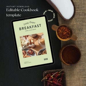 Cookbook Canva Ebook Template - Editable Recipe Book Template - Printable Recipe Template Gifts For Chefs - Digital Ebook Template Canva