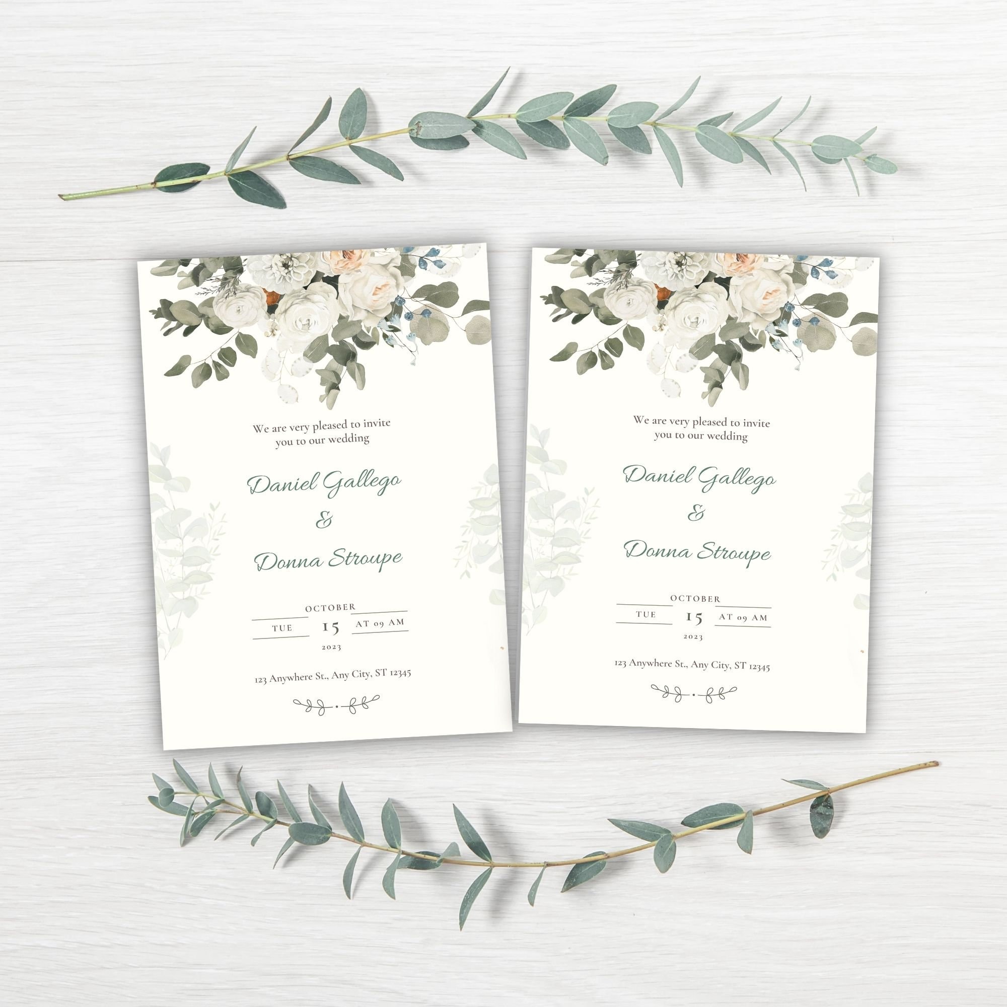 Wedding Printable Canva Invitation Card Editable Wedding Detail Digital