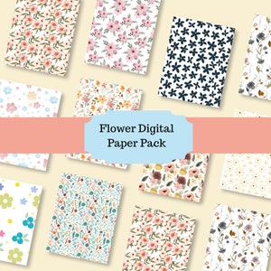 Digital Scrapbook Decorative Paper Pattern Pack - Seamless Floral Design Digital Background - Printable Scrapbook Paper Pack Pattern File