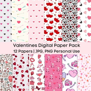 Afdrukbaar Valentijnsdag naadloos patroon - digitaal plakboekpapier - Instant Download Valentijnsdag romantische cadeauverpakking - hart herhaald patroon
