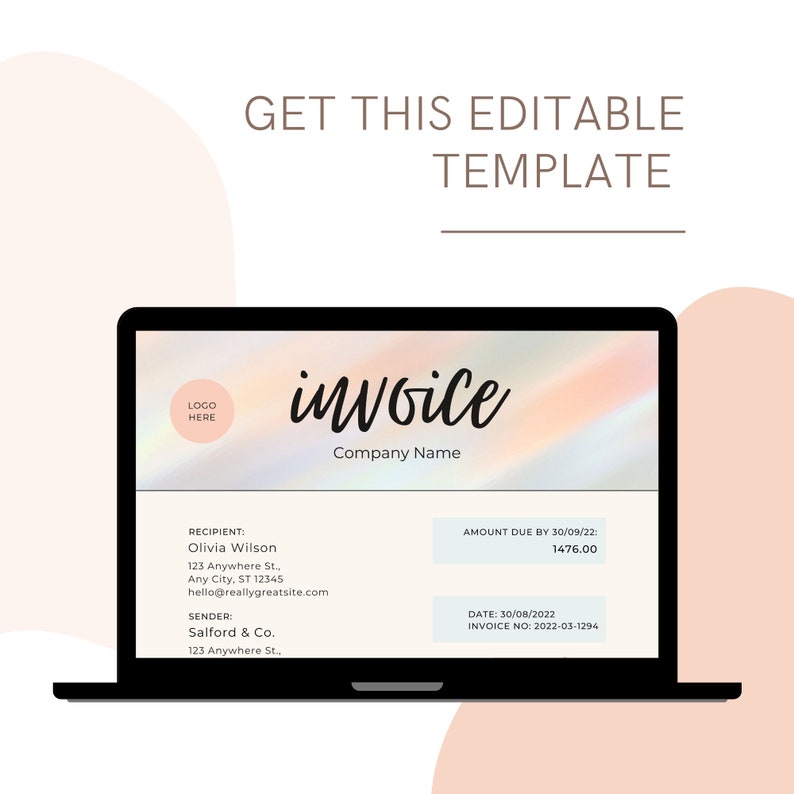 Invoice In Cursive Minimalist Invoice Template – Editable Canva & Word (printable PDF) - Etsy
