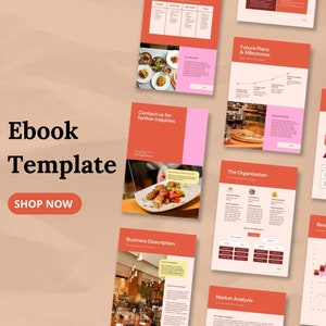 Digital Recipe Ebook Canva Template - Printable Ebook Small Business Course Magazine Template - Editable Blogger Ebook Digital File