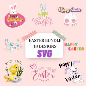 Digital Customizable Happy Easter Egg SVG Files - Printable Easter Bunny Face SVG - Instant Downloadable Easter SVG Files For Everything