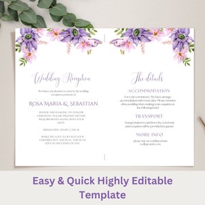 Digital Downloadable Foldable Wedding Invitation Card - Customizable ...