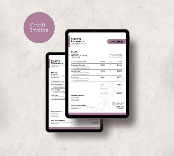 Editable Invoice Template Personalized Invoice Canva Etsy