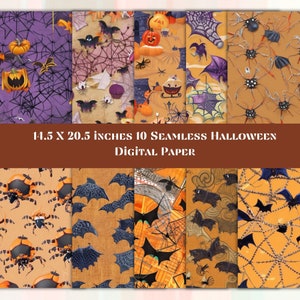 Printable Pumpkin Seamless Pattern Pack - Skull Spooky Seamless Pattern - Fabrics Halloween Themed Digital Paper - Gothic Designs For Shirts