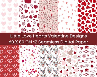 Valentines Hearts Seamless Pattern Digital Paper - Printable Happy Valentines Day Gift Paper - Instant Download Valentines Background PNG