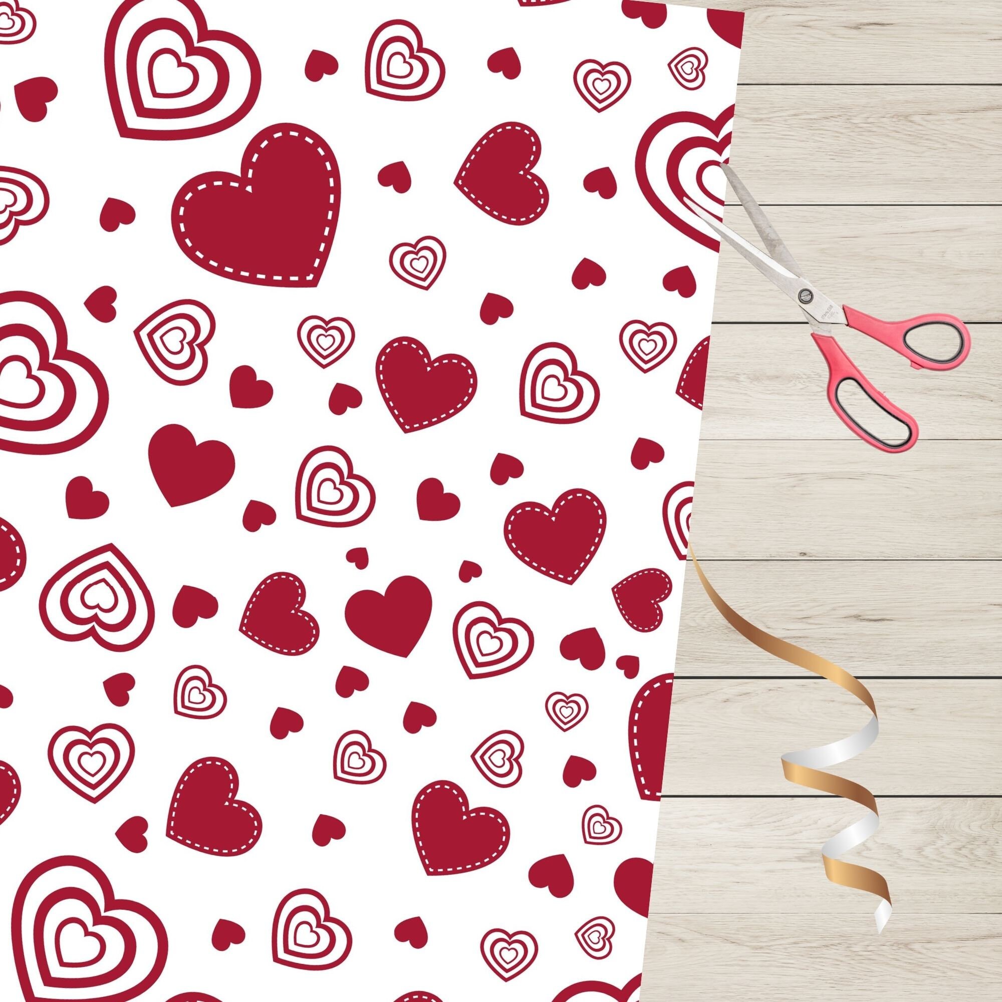 Valentines Hearts Seamless Pattern Digital Paper - Printable Happy ...