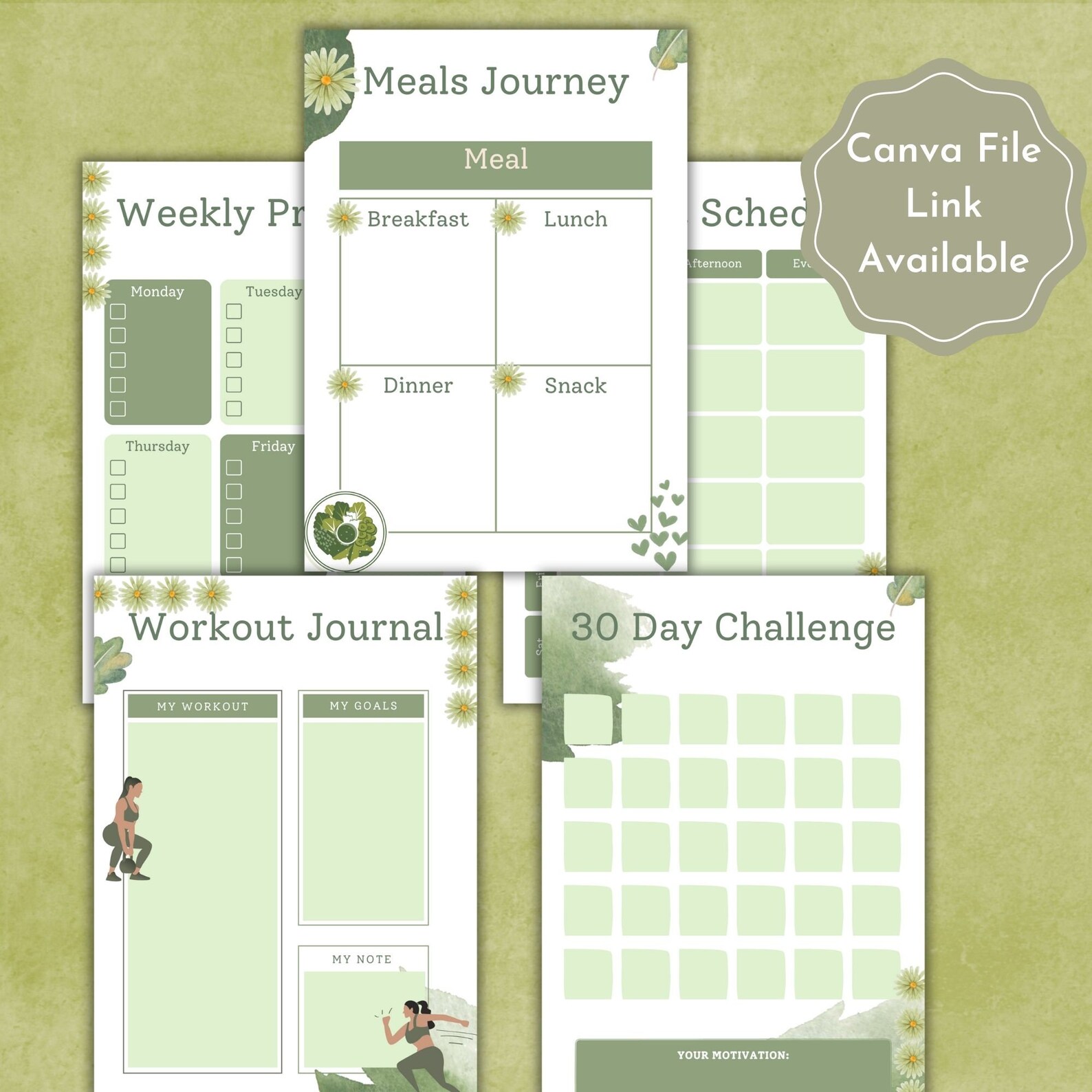 Workout Customizable Tracker Customizable Workout Planner – Printable Fitness Tracker (canva ...