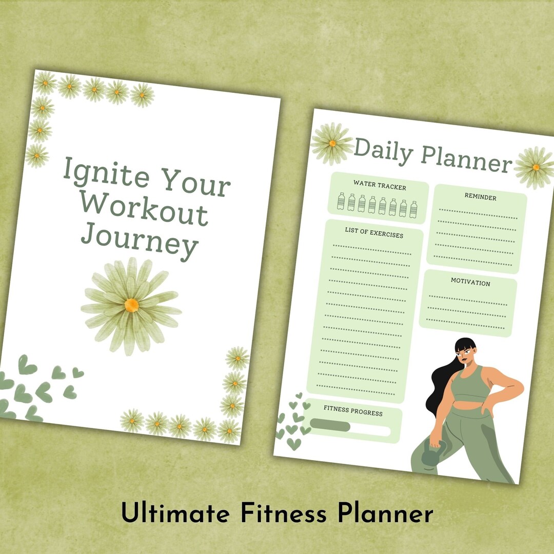 Workout Customizable Tracker Customizable Workout Planner – Printable Fitness Tracker (canva ...