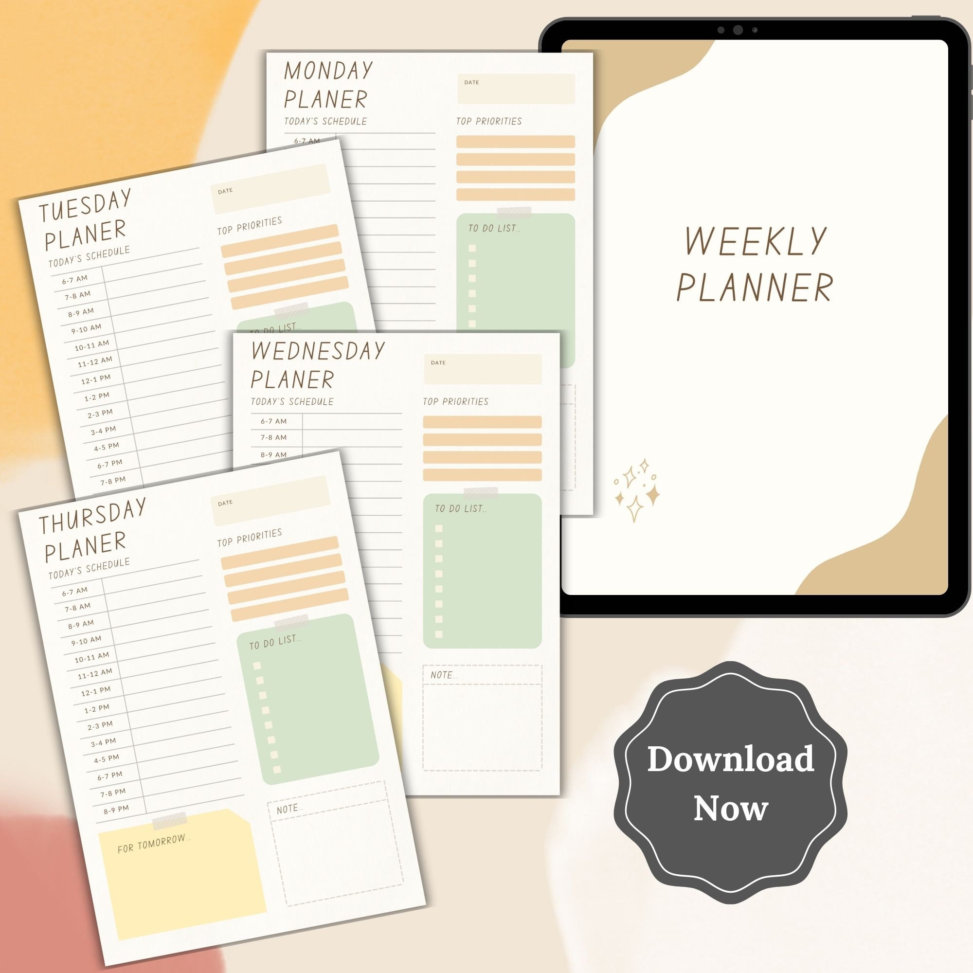 Editable Weekly Planner Template - Printable To-do List (digital ...