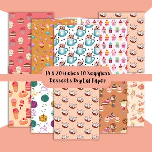 Instant Downloadable Dessert Design Paper Pattern Pack - Printable Gift Wrapping Scrapbook Paper - Digital Decorative Decoupage Paper Bundle