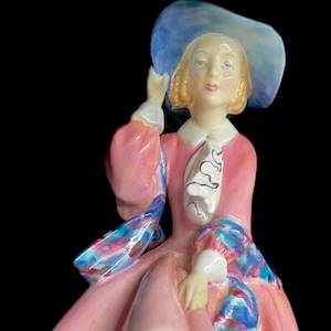 Vintage Bone China Pink Royal Doulton England Top of the Hill Figurine