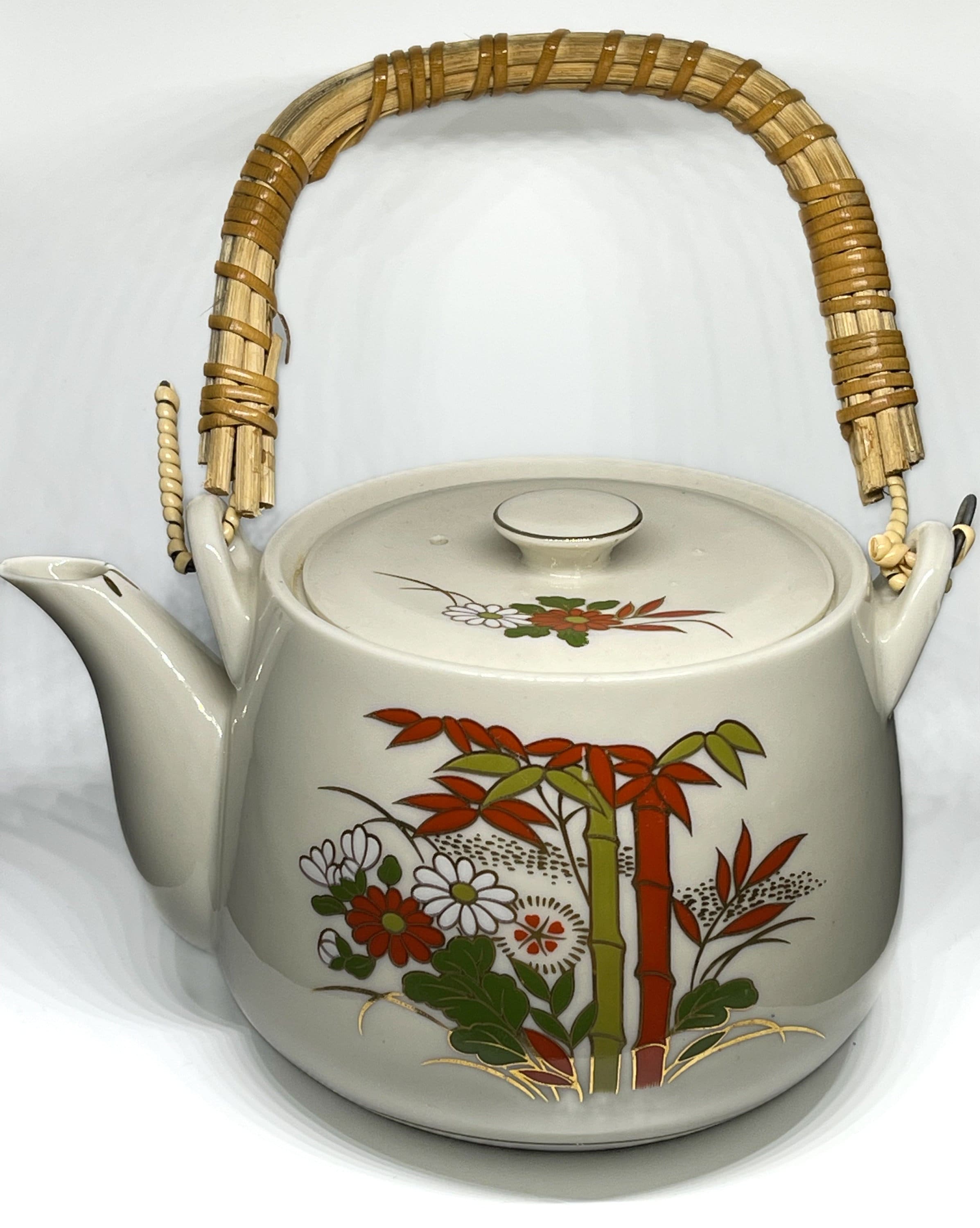 Nice Mariage Freres AVENTURIER Stoneware w/ Bamboo Handle Teapot Beige OOP