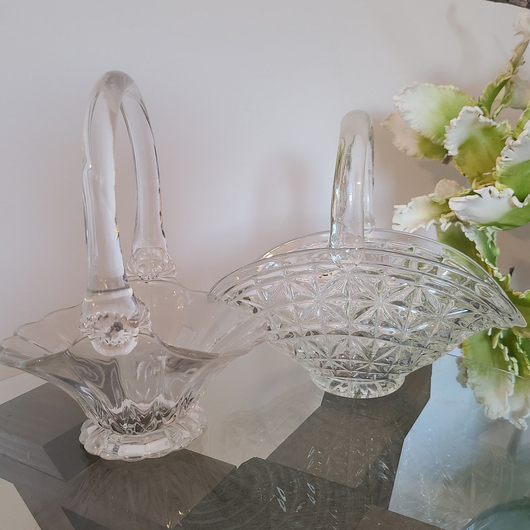 Vintage Glass Flower Baskets Etsy