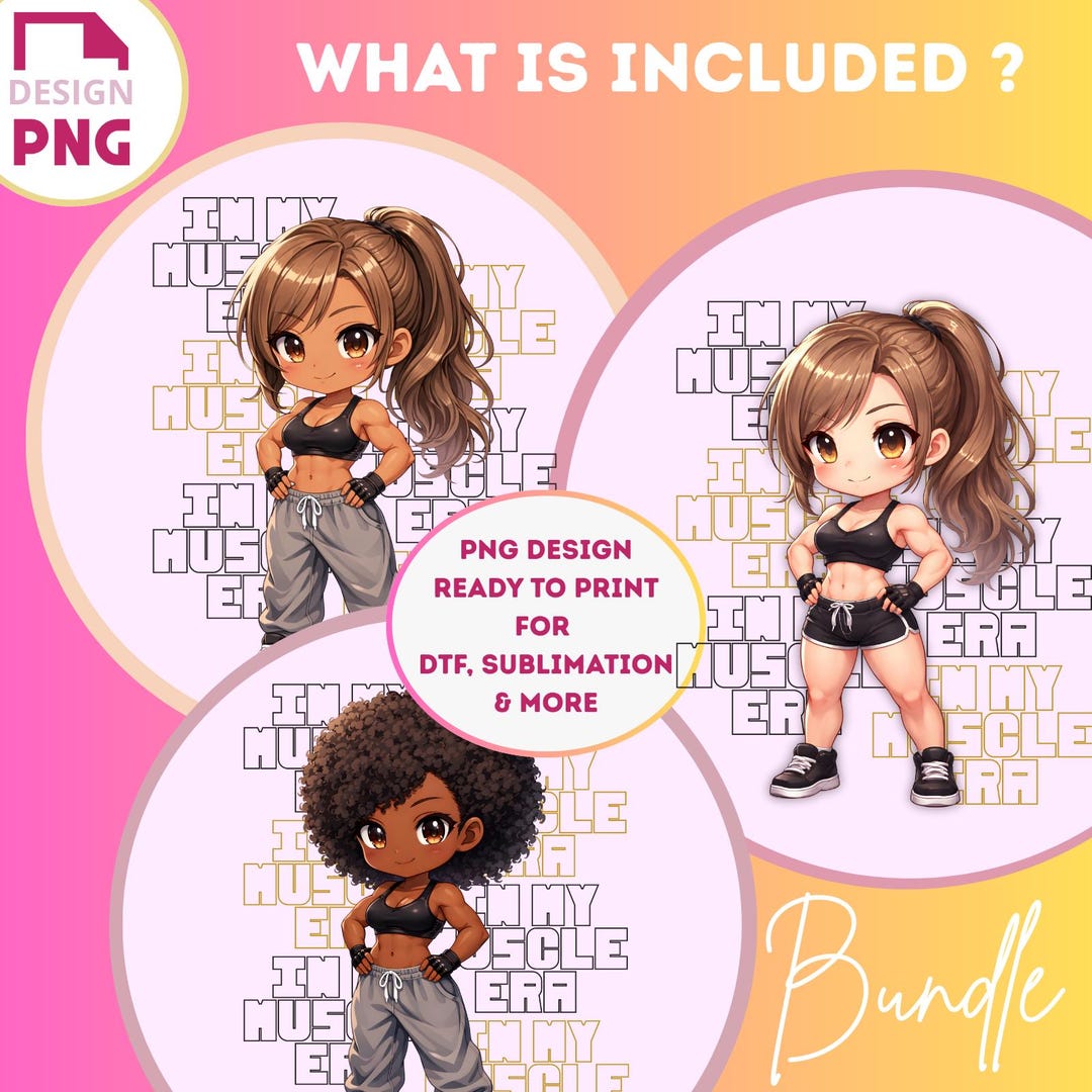 Gym Girl PNG Bundle Fitness Clipart in My Muscle Era Instant Download ...