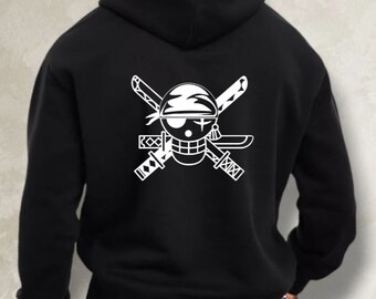 Sweat à capuche, Hoodie Noir ou T-Shirt. Possibilité de Personnaliser. Anime, Manga, One Piece, Luffy, Zoro, Chopper, Portgas ACE, Trafalgar