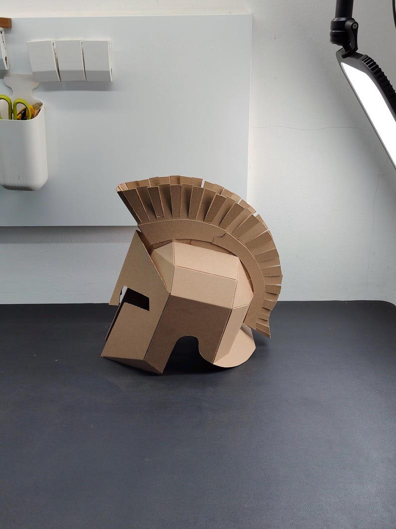 Spartan Helmet Cardboard Template | DIY Leonidas Costume and Cosplay Pattern | SVG PDF resizable image 2