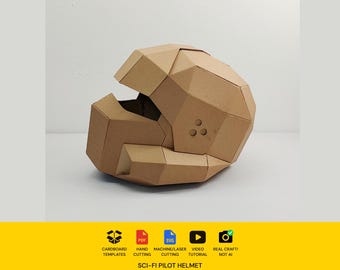 Sci-fi-troep- of piloothelm Kartonnen sjabloon | Aanpasbare SVG-pdf-blauwdruk voor doe-het-zelfkostuum