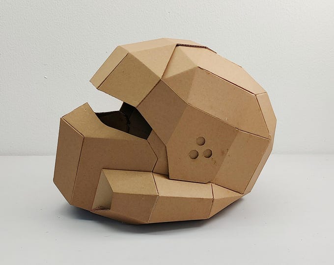 Cardboard Sci-fi troop or pilot helmet Template. DIY Printable Pattern for creating Sci-fi tactical helmet from corrugated cardboard