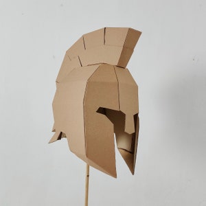 Cardboard Ancient Greek Helmet Basefront right view