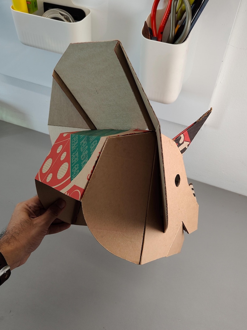 Triceratops Dino Helmet Cardboard Template | DIY Costume and Festivals Pattern | resizable SVG PDF image 9
