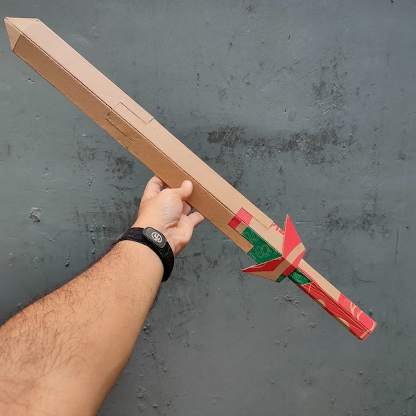 3D cardboard sword template. DIY plan blueprint