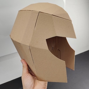 Superhero helmet or villain helmet cardboard craft template  detail view