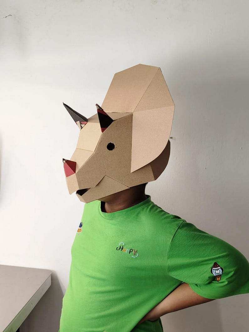 Triceratops Dino Helmet Cardboard Template | DIY Costume and Festivals Pattern | resizable SVG PDF image 10