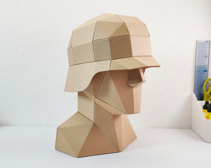Cardboard Stahlhelm German Combat Helmet Digital Template. DIY Printable Pattern for creating Stahlhelm Helmet from corrugated cardboard