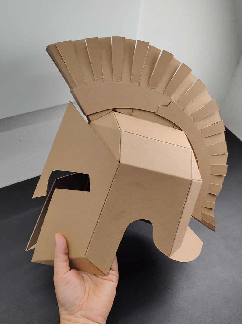 Spartan Helmet Cardboard Template | DIY Leonidas Costume and Cosplay Pattern | SVG PDF resizable image 9