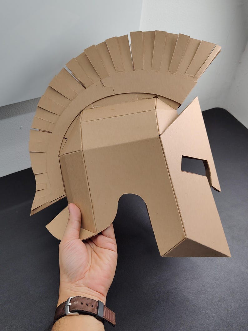 Spartan Helmet Cardboard Template | DIY Leonidas Costume and Cosplay Pattern | SVG PDF resizable image 12