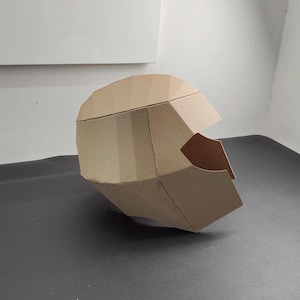 Superhero helmet or villain helmet cardboard craft template  left view