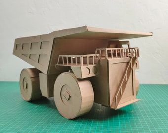 Cardboard Mining truck Template. DIY Printable Pattern for creating Haul truck from corrugated cardboard