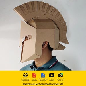 Spartan Helmet Cardboard Template | DIY Leonidas Costume and Cosplay Pattern | SVG PDF resizable image 1