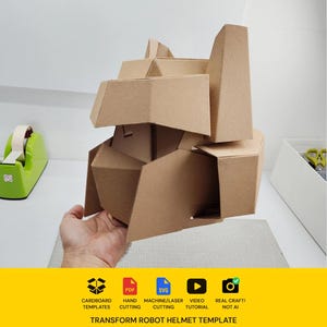 Simple Robot Helmet Cardboard Template - DIY Mask Pattern (Scalable PDF and SVG)