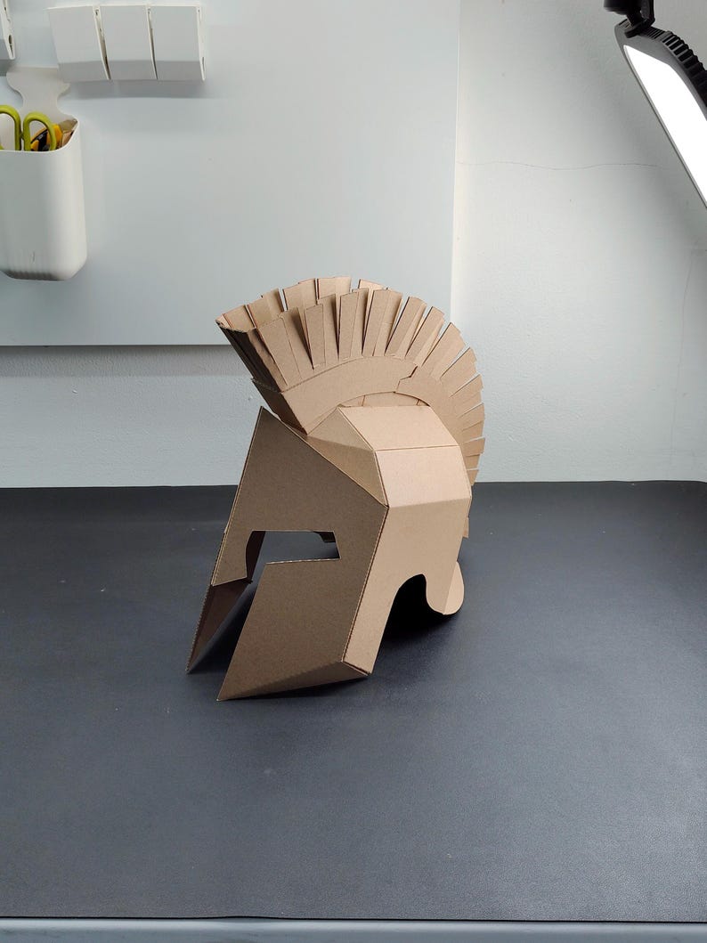 Spartan Helmet Cardboard Template | DIY Leonidas Costume and Cosplay Pattern | SVG PDF resizable image 7