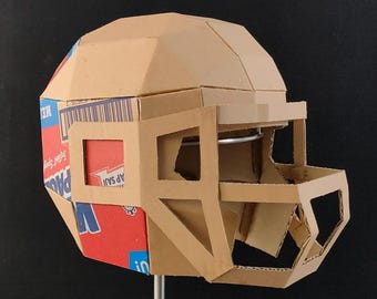 American Football Cardboard Helmet Template. DIY Printable Pattern for creating American Football Helmet from corrugated cardboard.