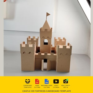 Modello in cartone di castello o fortezza / Progetto in miniatura fai da te e schema per lavoretti per bambini / SVG PDF immagine 1