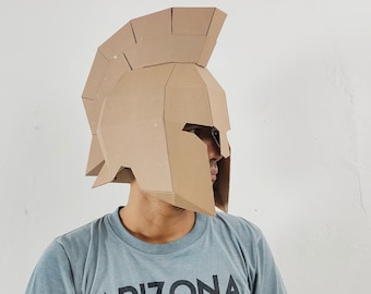 Cardboard Greek Helmet Base Template. DIY Printable Pattern for creating Ancient Greek or Spartan Helmet from corrugated cardboard