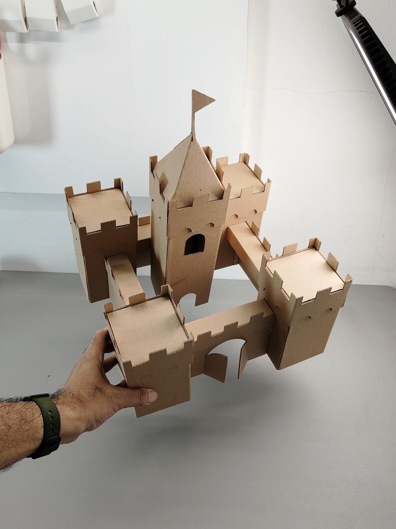 Modello in cartone di castello o fortezza / Progetto in miniatura fai da te e schema per lavoretti per bambini / SVG PDF immagine 12