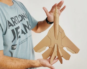 Cardboard Aircraft Template. DIY Printable Pattern for creating Modern Futuristic Aircraft from corrugated cardboard