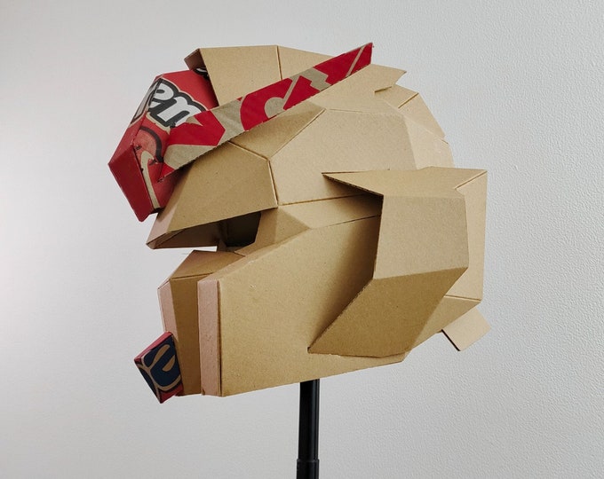 Cardboard Robot or Mecha helmet template DIY plan blueprint