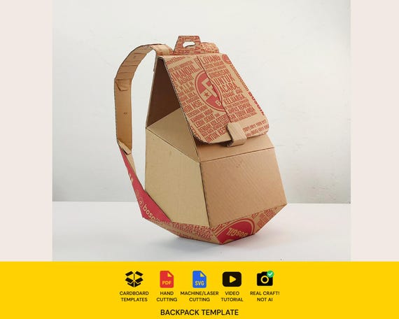 Lowpoly Backpack Template - DIY Cardboard Bag Pattern (Scalable PDF)