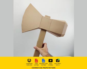 Hammer Axt Prop Vorlage - DIY Cardboard Cosplay Pattern (skalierbares PDF und SVG)